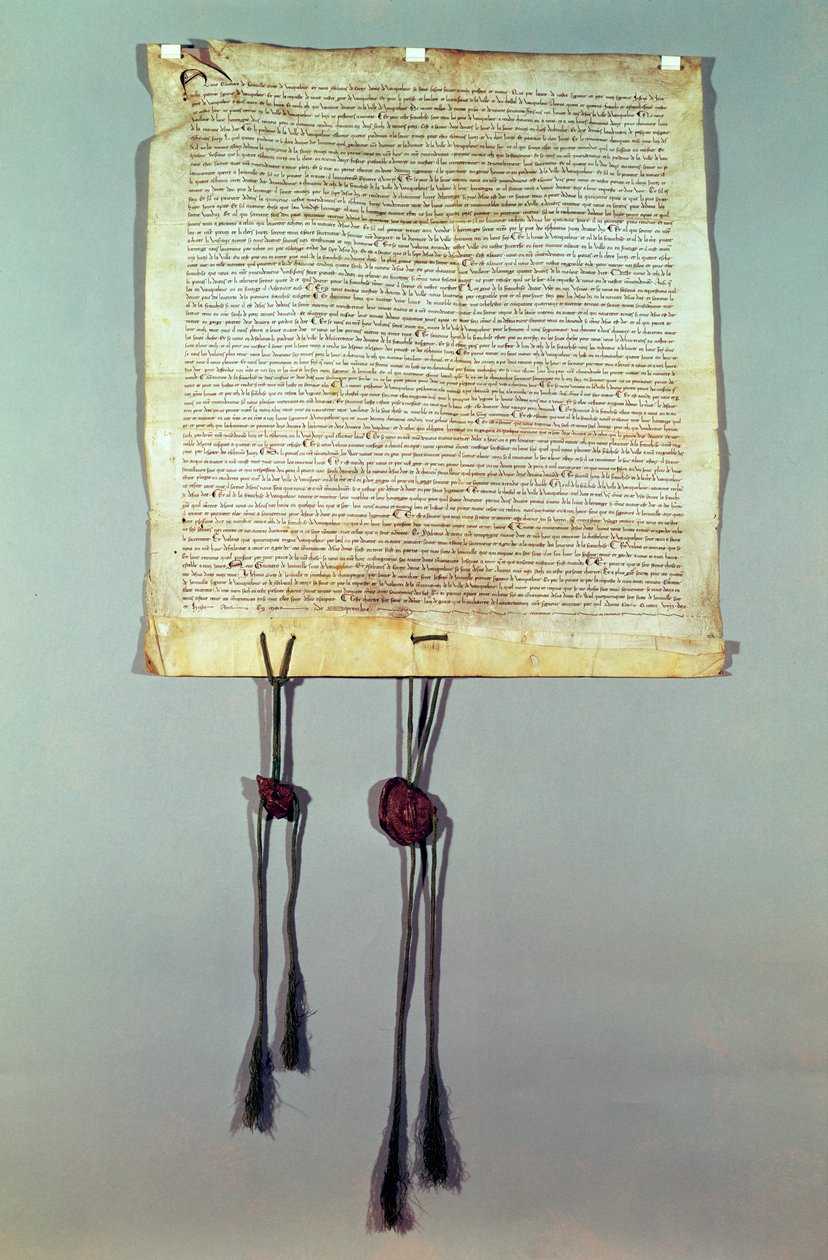 Charte de Franchise de la Ville de Vaucouleurs, concessa da Gauthier de Joinville, confermata da suo zio, Jean de Joinville, settembre 1298 da French School