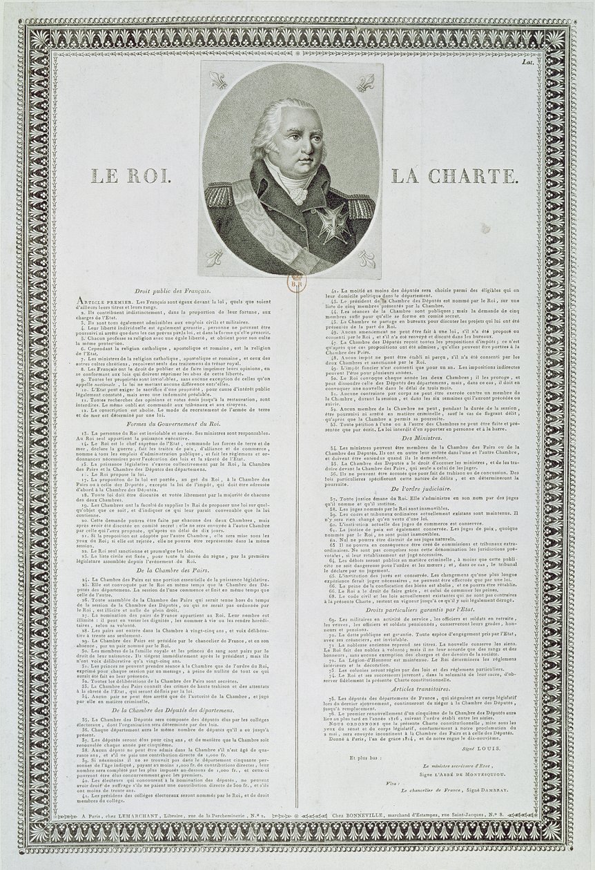 Carta di Luigi XVIII (1755-1824) 1814 da French School
