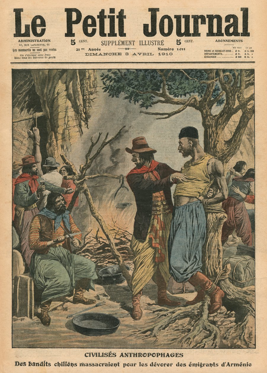 Banditi cileni che divorano emigranti armeni, illustrazione da 