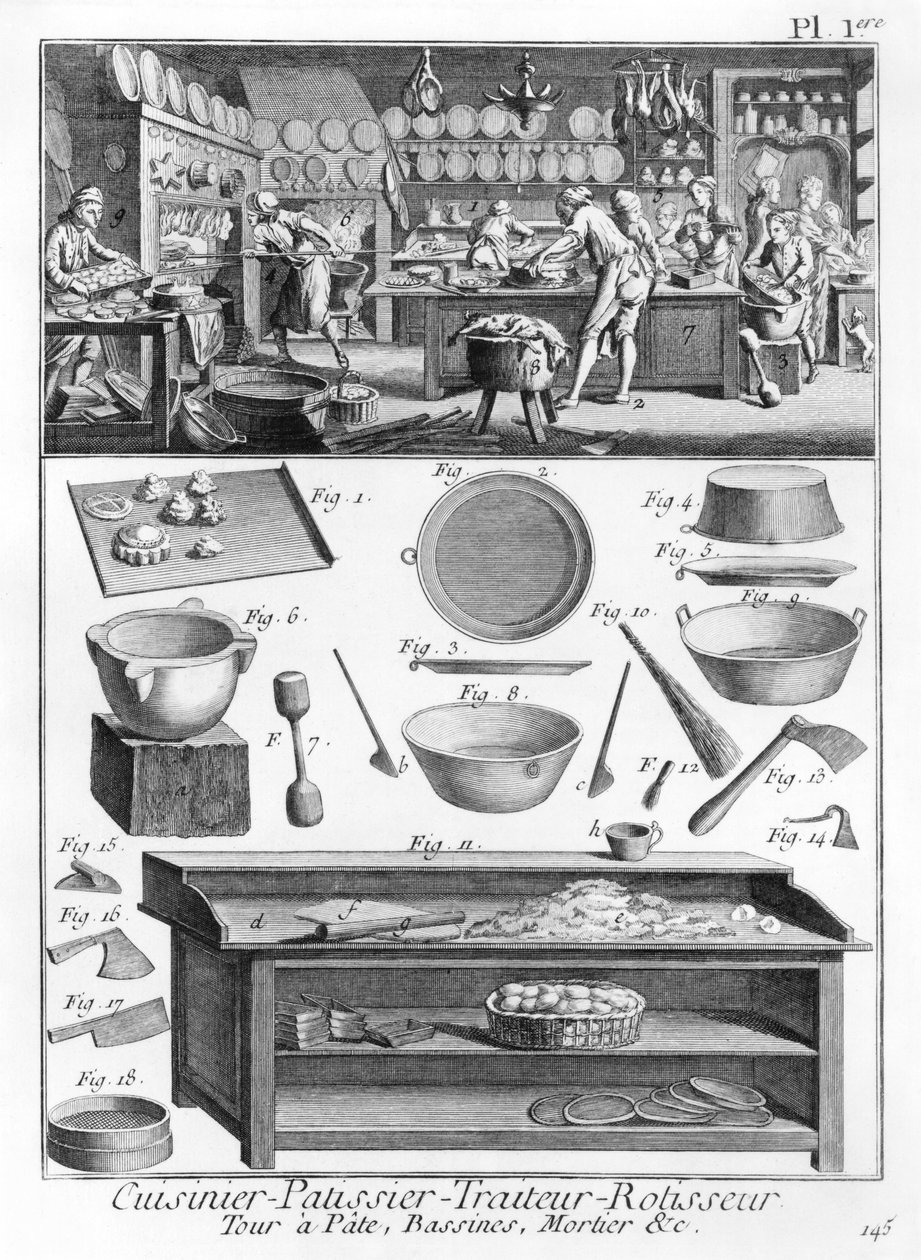 Cuoco, pasticcere, ristoratore, venditore di carne arrosto, illustrazione dall