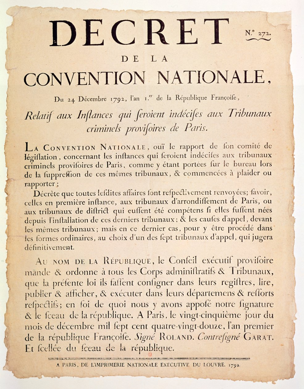 Decreto della Convenzione Nazionale, 24 dicembre 1792 da French School