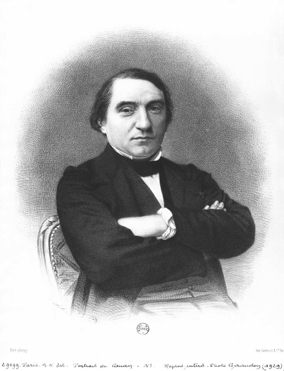 Ernest Renan (1823-92) dopo una fotografia di Pierre Petit da French School