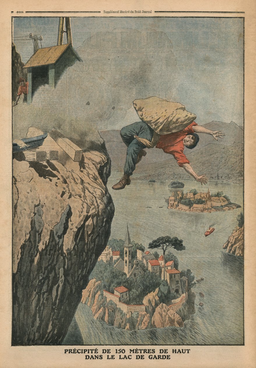 Caduta nel Lago di Garda, illustrazione da 