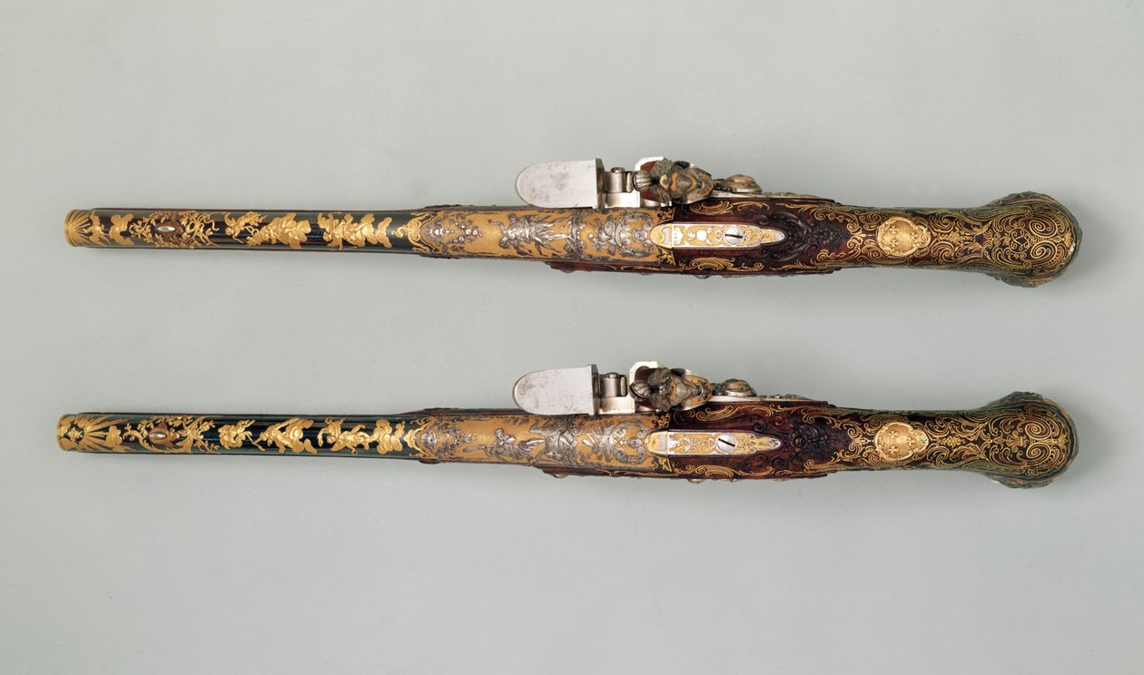 Pistole a pietra focaia, c.1690 da French School