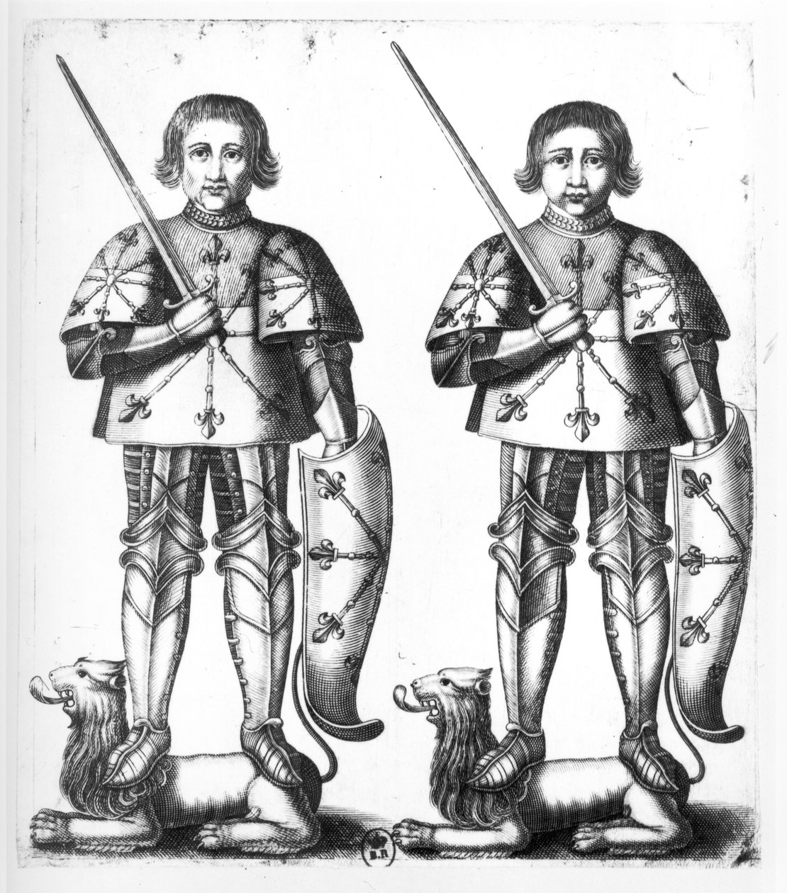 Foulques III Nerra (o il Nero) (970-1040) e Geoffroy II Martel (1005-60) da French School