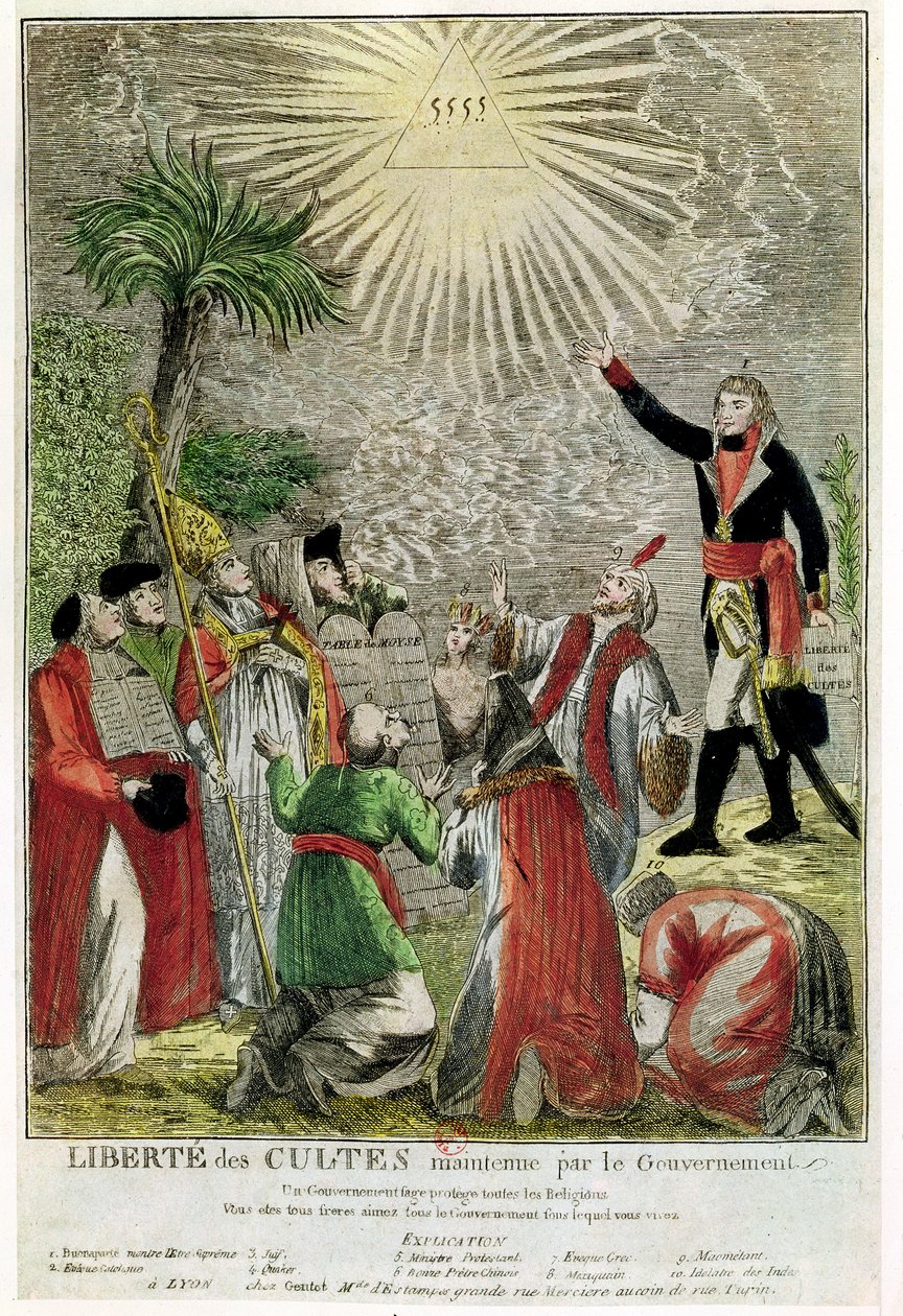 Libertà di Culto durante il periodo del Consolato di Napoleone, che raffigura Napoleone che indica l