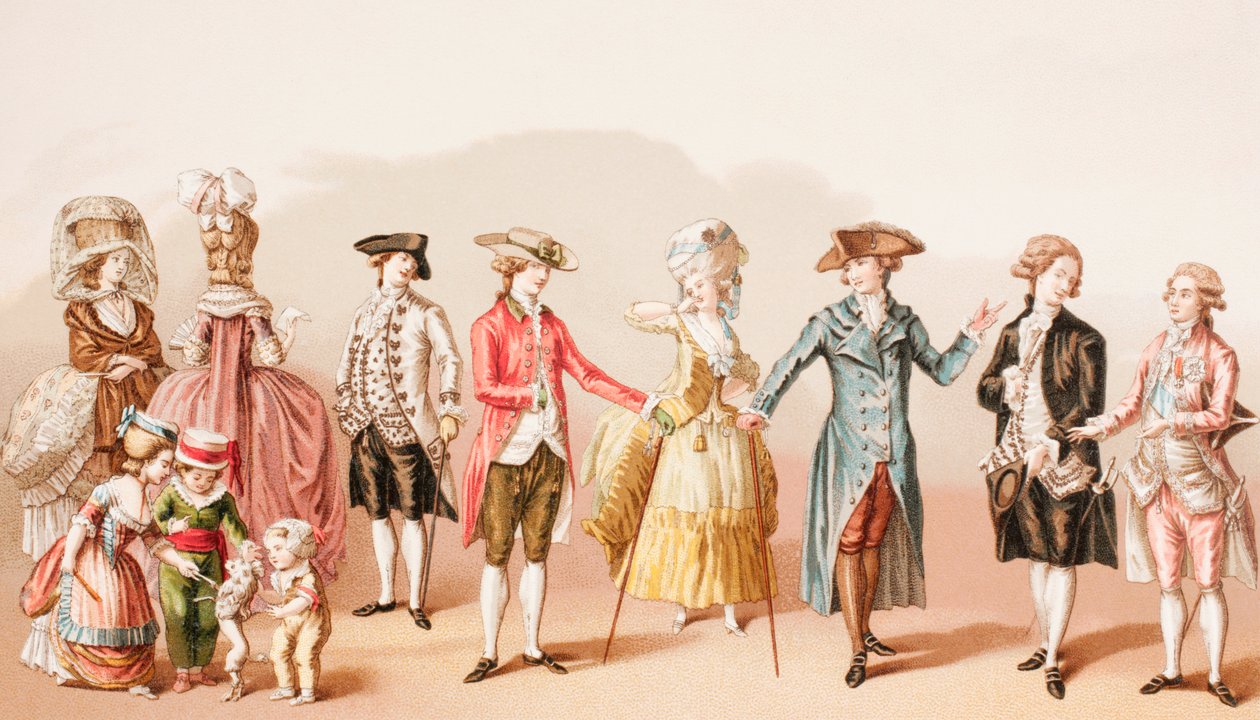Moda maschile francese durante il regno di Luigi XVI, 1875 da French School