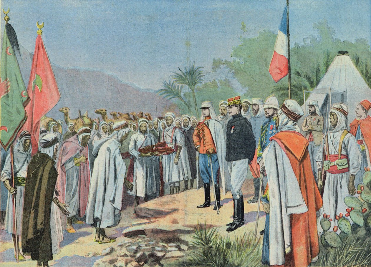 Il generale Lyautey (1854-1934) riceve la resa di una tribù ribelle in Marocco, da 