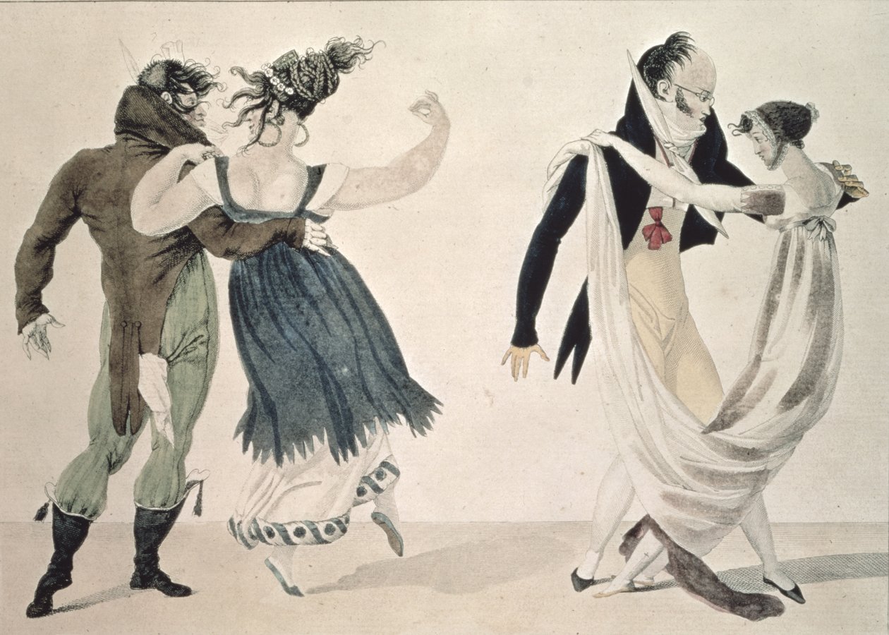 Buona Forma, No. 1: Il Valzer, cartone satirico, c.1820 da French School