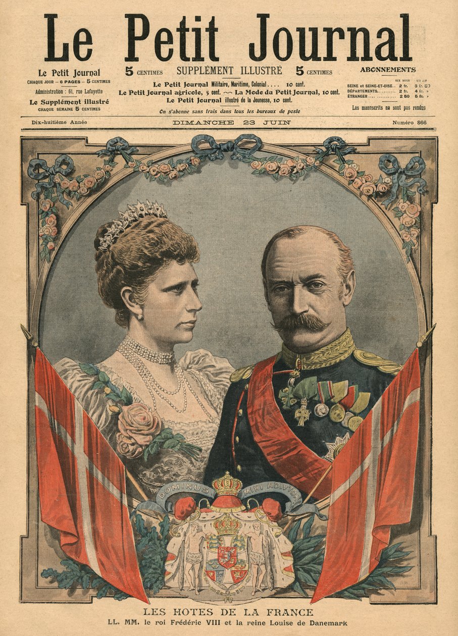 Ospiti di Francia, Re Federico VIII (1843-1912) e Regina Luisa (1851-1926) di Danimarca, illustrazione da 