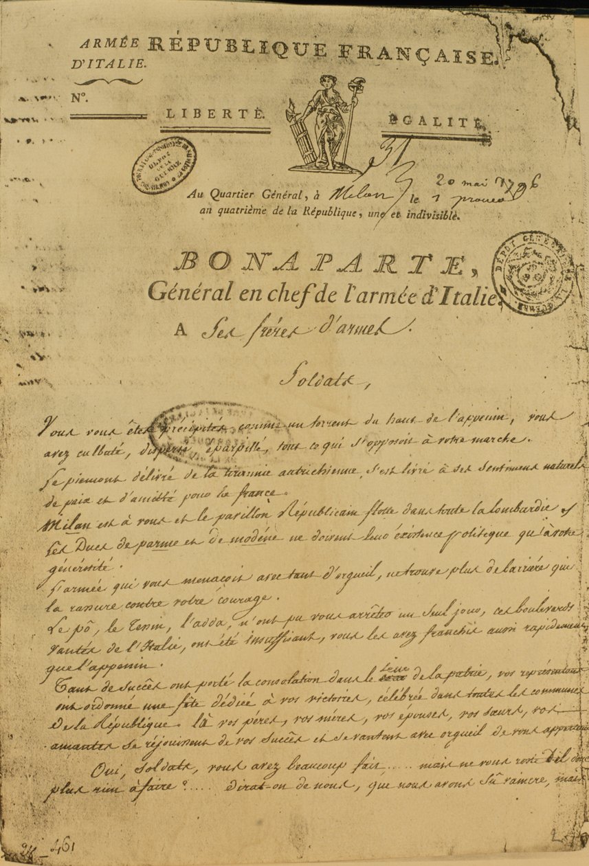Istruzioni ai soldati emesse da Napoleone come Generale dell