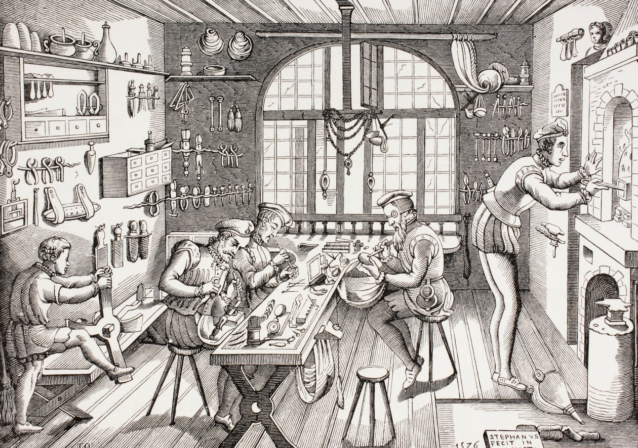 Interno del laboratorio di Etienne Delaune, da 
