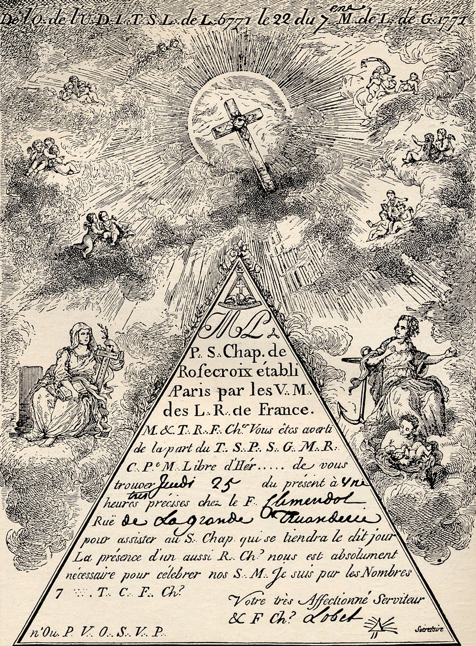 Invito dal capitolo francese dei massoni, 1771, da 
