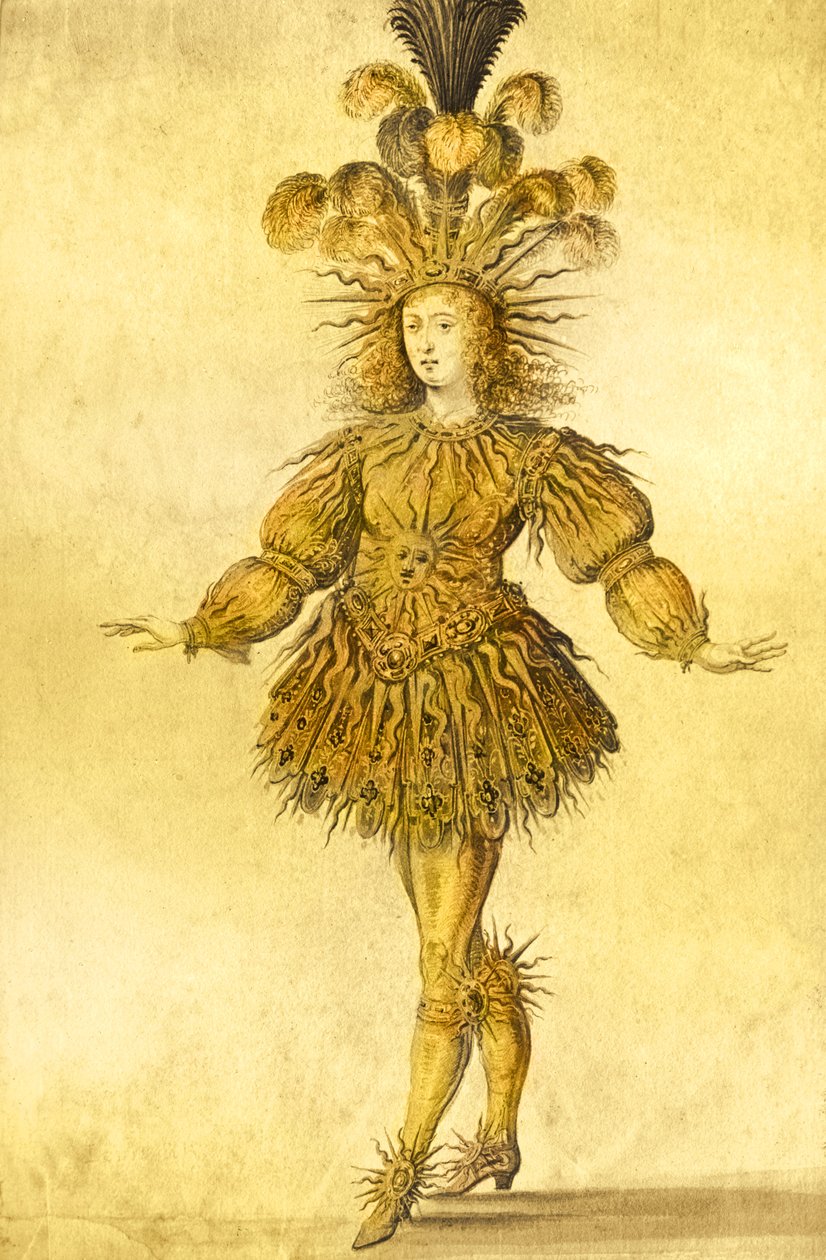 Re Luigi XIV di Francia nel costume del Re Sole nel balletto 