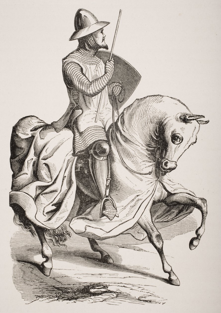 Cavaliere in abito da battaglia, da una miniatura in un Salterio del XII secolo, da 