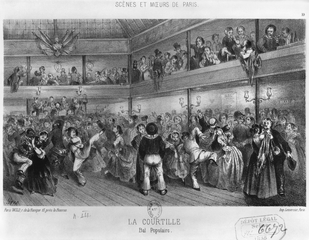 La Courtille, danza popolare, incisa da Yves (19° secolo) da French School