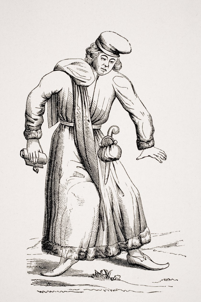 Avvocato, da un disegno in un manoscritto del XV secolo, da 