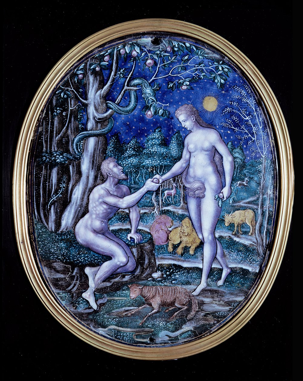 Placca di Limoges raffigurante Adamo ed Eva, c.1570 da French School