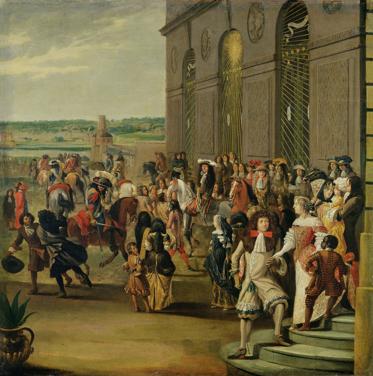 Luigi XIV (1638-1715) davanti alla Grotta di Teti a Versailles, 1675 da French School