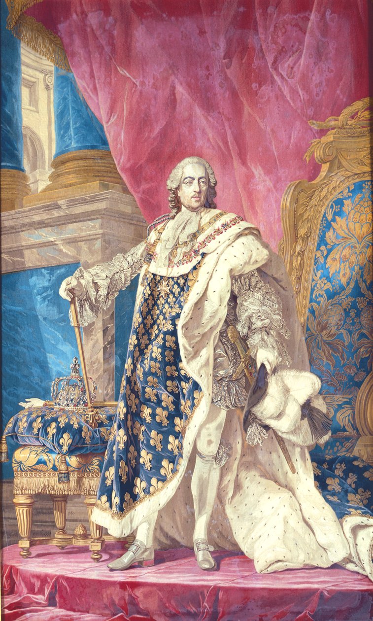 Luigi XV (1710-74) in abiti di incoronazione da French School