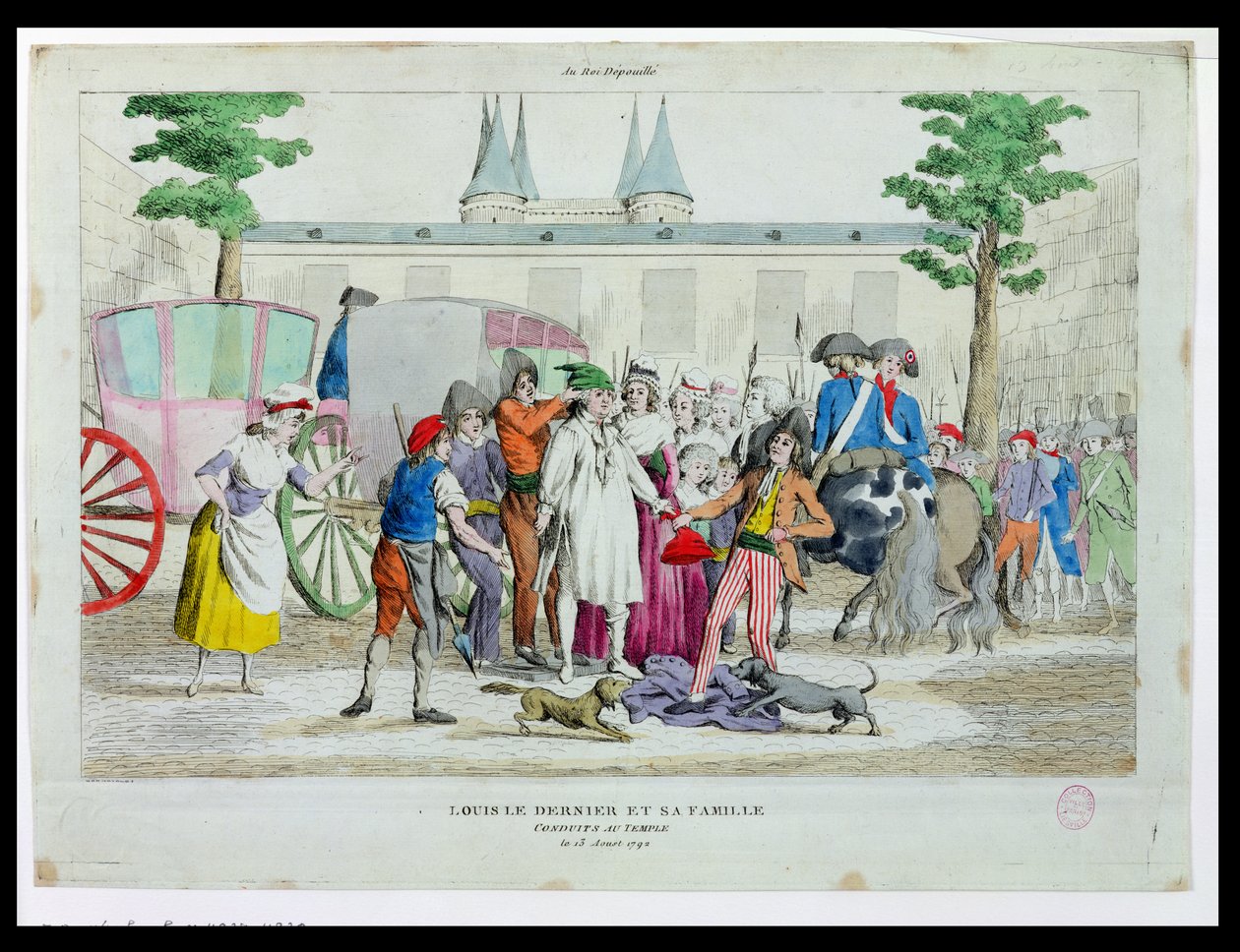 Luigi XVI (1754-93) e la sua famiglia portati al Tempio, 13 agosto 1792 da French School