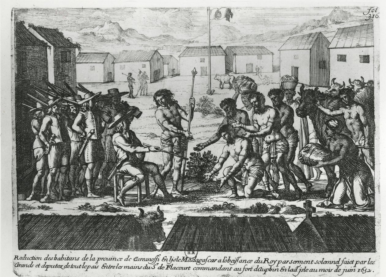 Il Madagascar si sottomette a Etienne Flacourt (1607-60) 1652 da French School