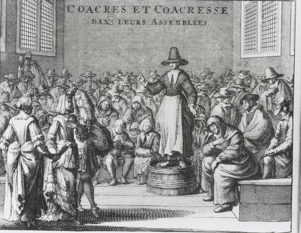 Quaccheri maschi e femmine alla loro assemblea da French School