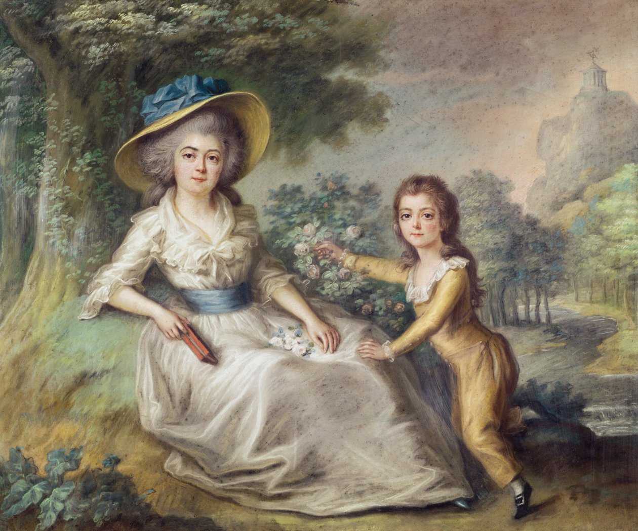 Marie Dupin de Francueil (1748-1821) e suo figlio, Maurice da French School