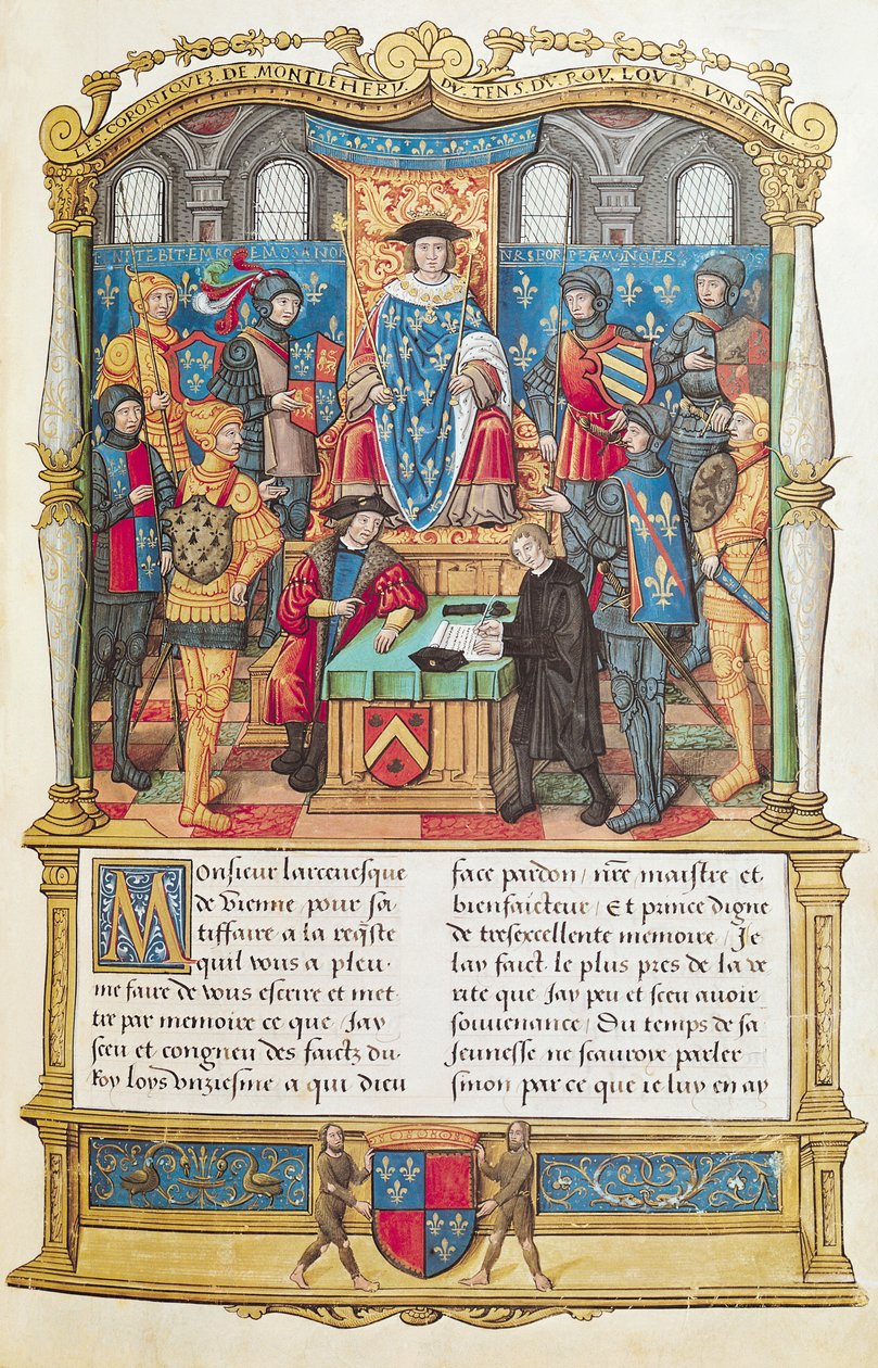 Ms 18 fol 1r Presentazione delle Memorie a Luigi XI, dalle Memorie di Philippe de Commines (1445-1509) da French School