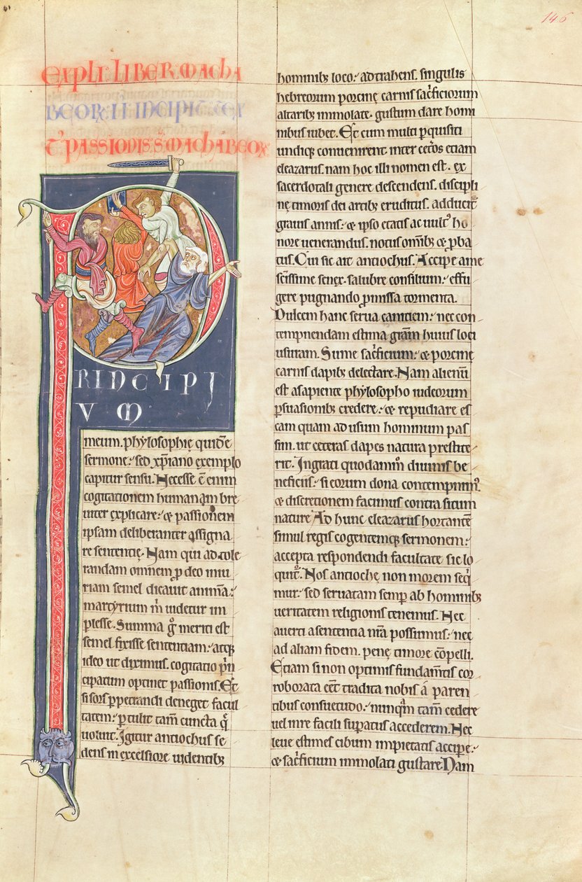 Ms 2 fol.146 t.2 Machabaeorum, dalla Bibbia del Monastero di Saint-Andre aux-Bois da French School