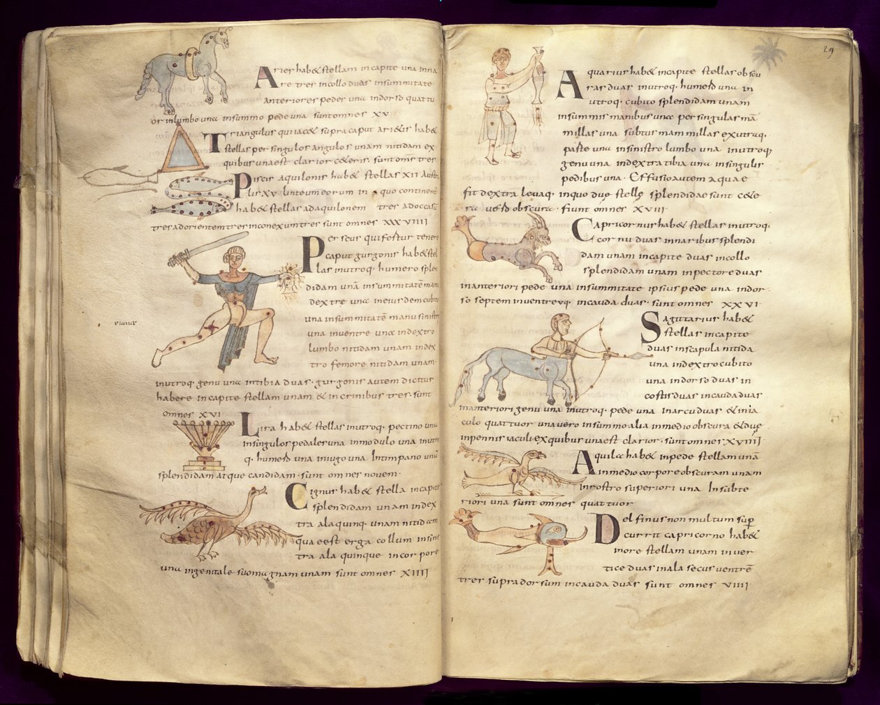 Ms 422 Fol.27v e 29v Percorso della luna attraverso le costellazioni, da 