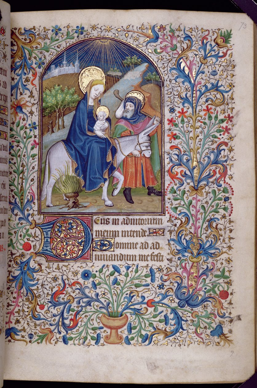 Ms 63 f.73r La fuga da Betlemme, da un Libro d