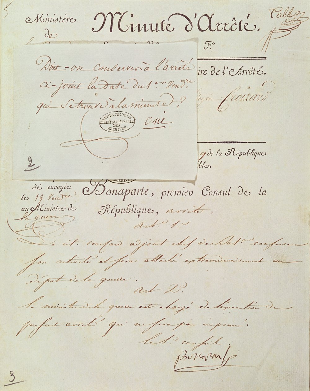 Documento ufficiale firmato da Napoleone I (1769-1821) 1 Vendemiaire An 9 (23 settembre 1800) da French School
