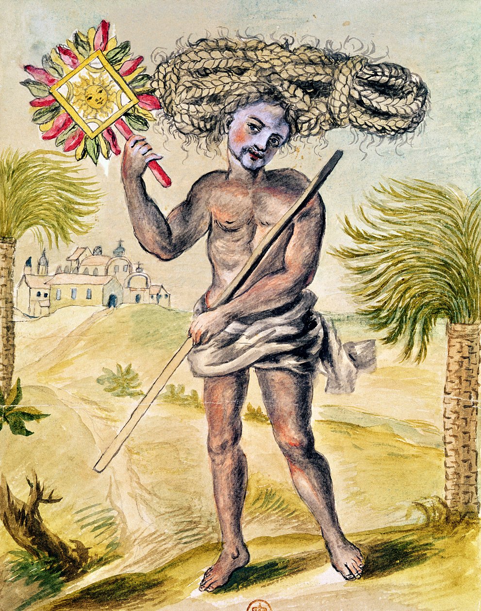 Uomo penitente in India con capelli intrecciati (da 