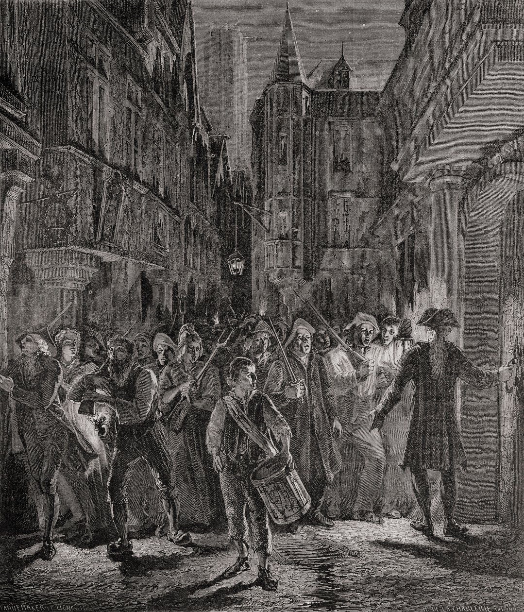 La gente prende le strade di Parigi, 1789 da French School