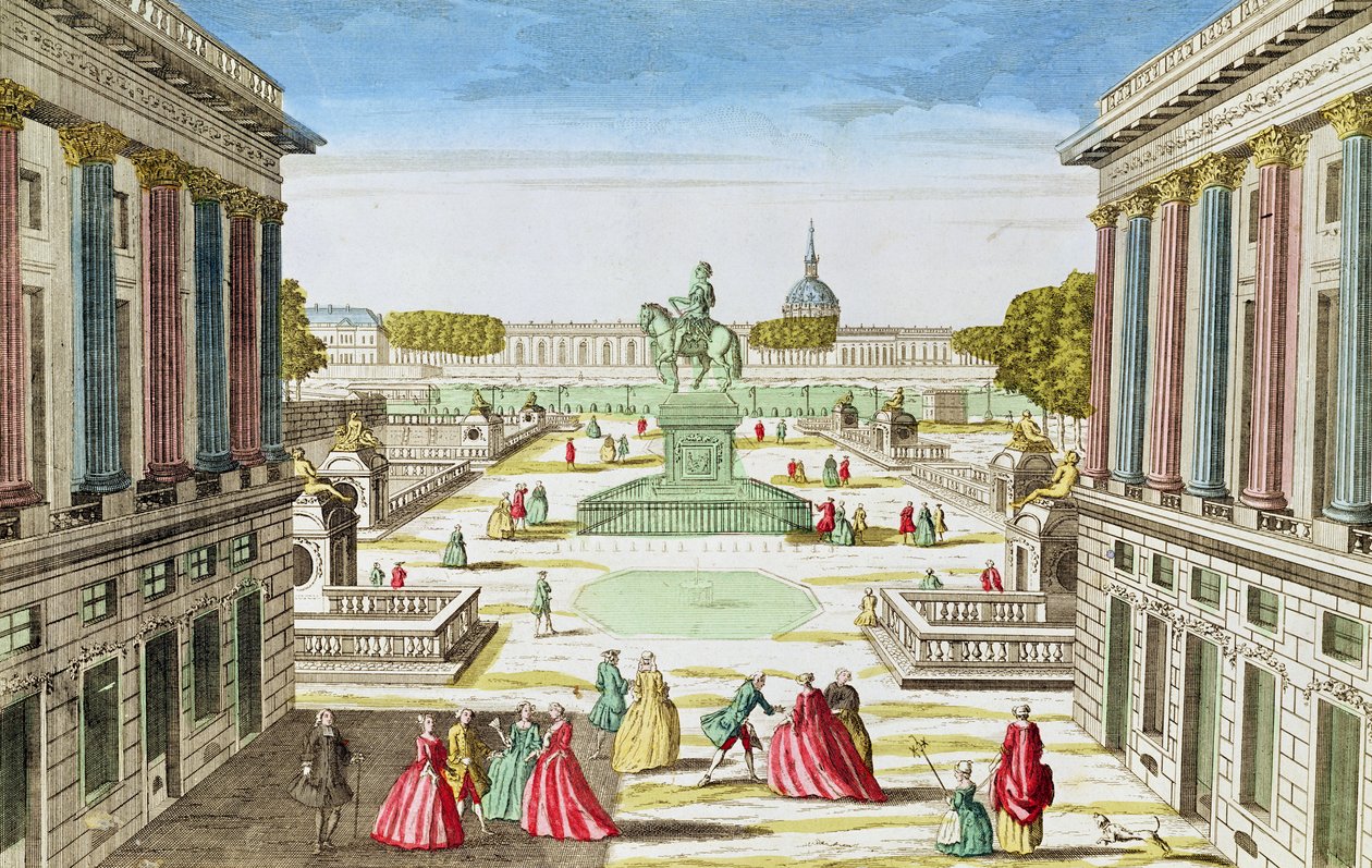 Vista prospettica di Place Louis XV da Porte Saint-Honoré da French School