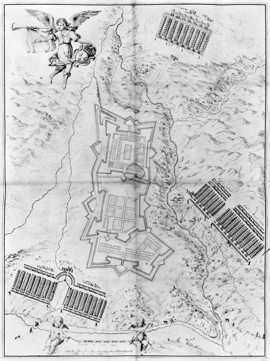 Piano e mappa della città e della cittadella di Mont-Louis da French School