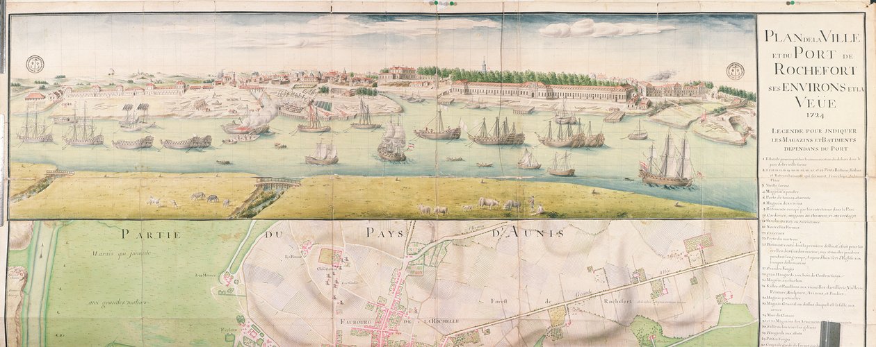Piano della città e del porto di Rochefort, 1724 da French School