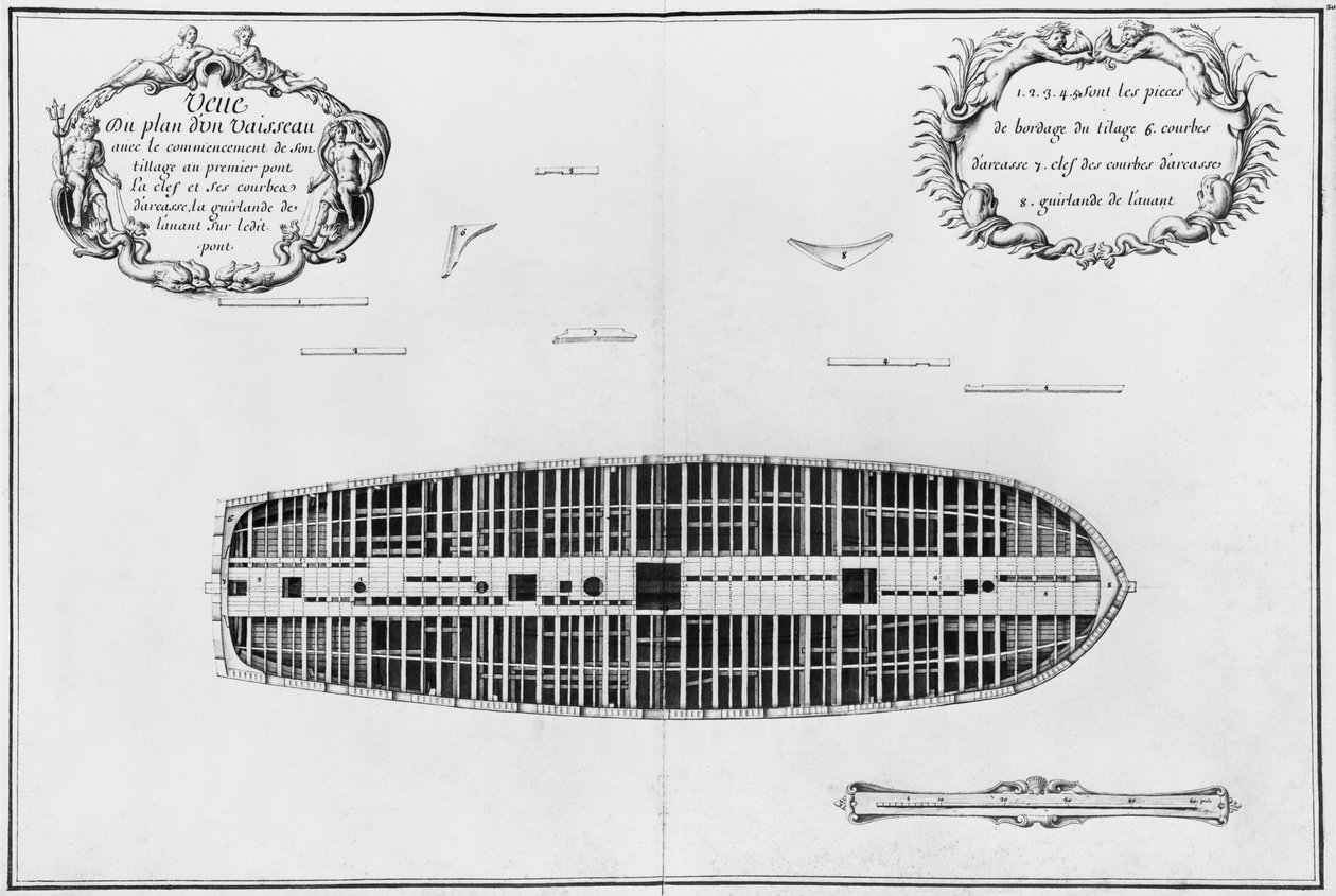 Piano del primo ponte di una nave, illustrazione da 