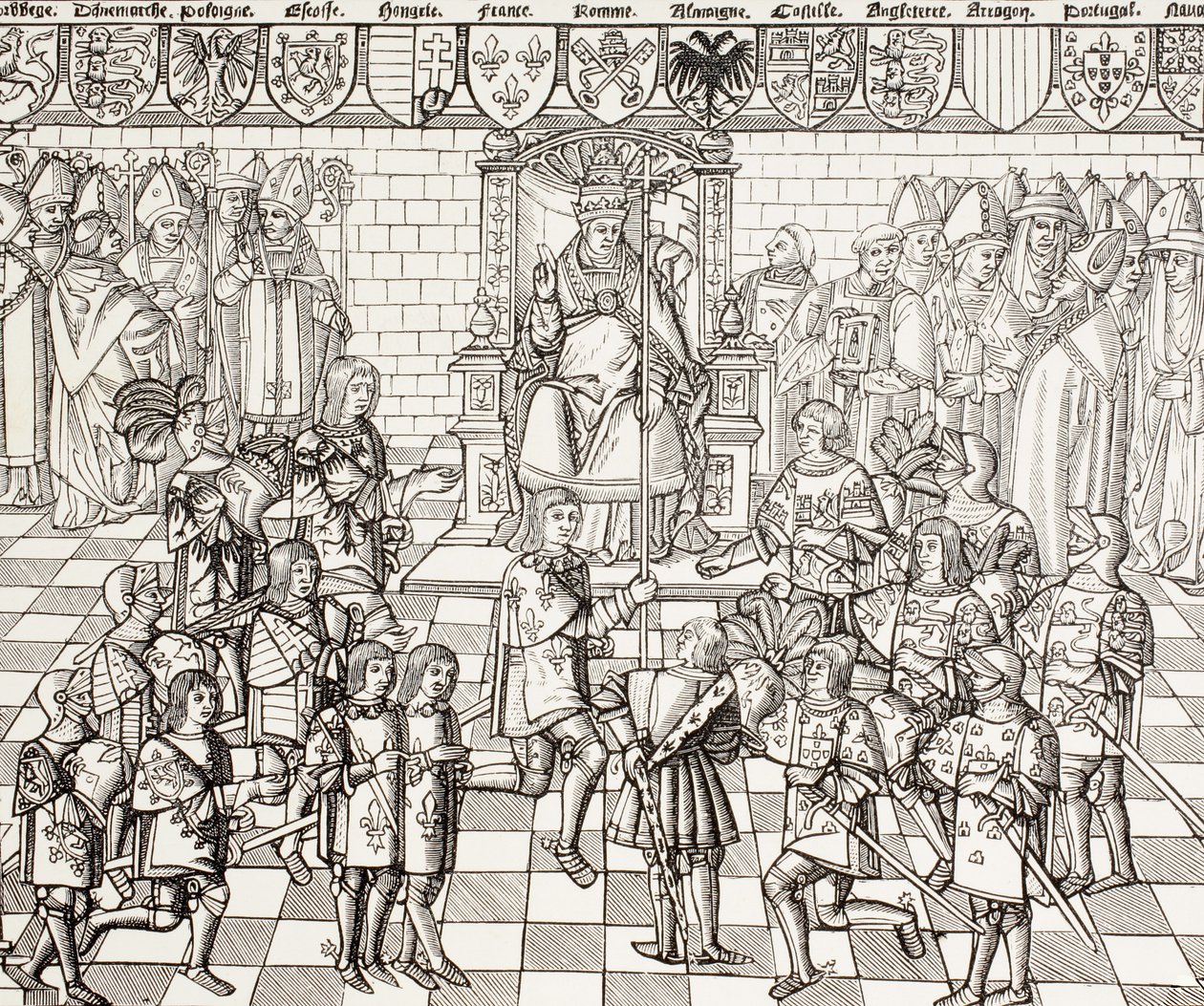 Papa Urbano II presiede il Concilio di Clermont nel 1095, da 