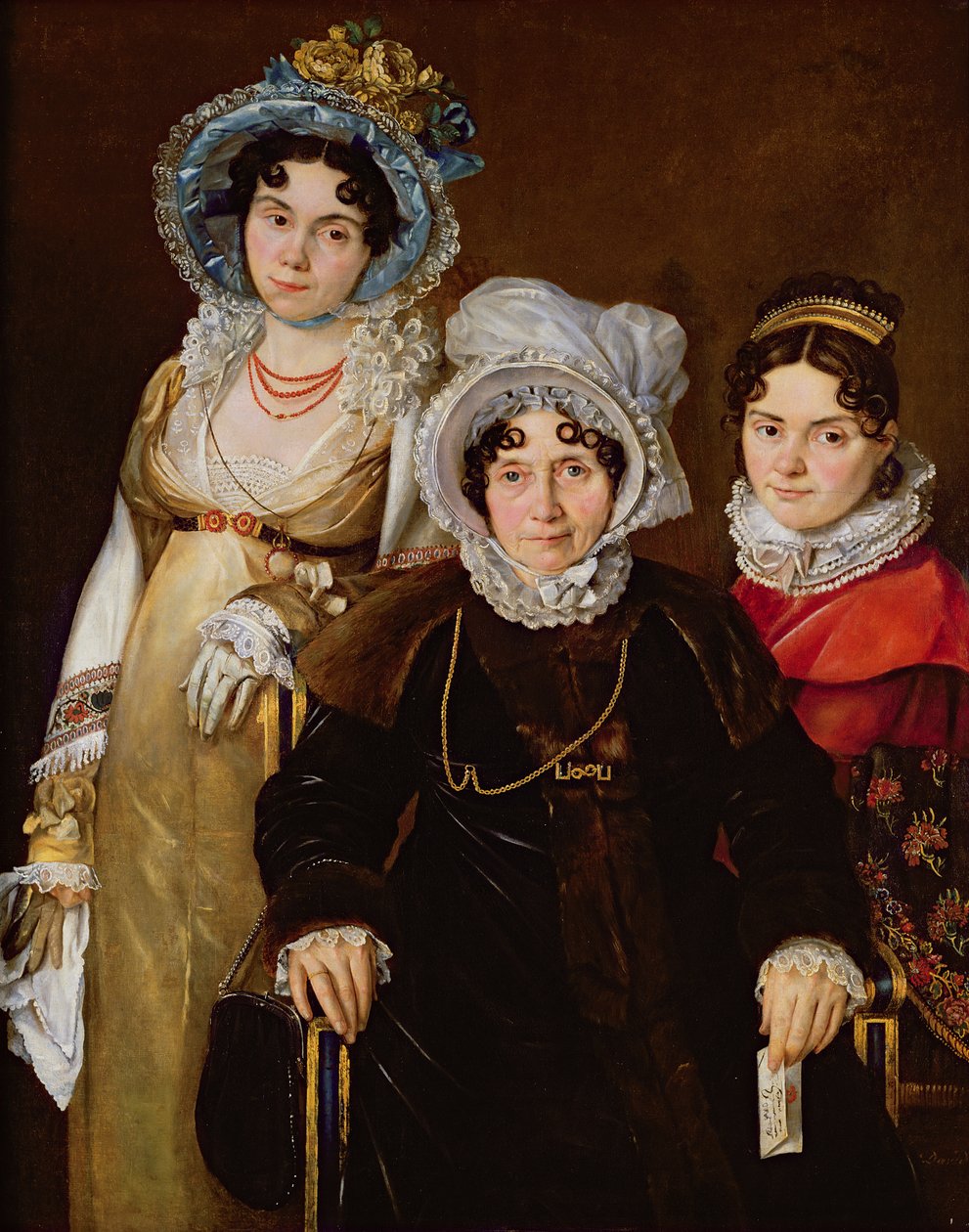 Ritratto di Madame de Tangry e delle sue figlie, dopo il 1816 da French School