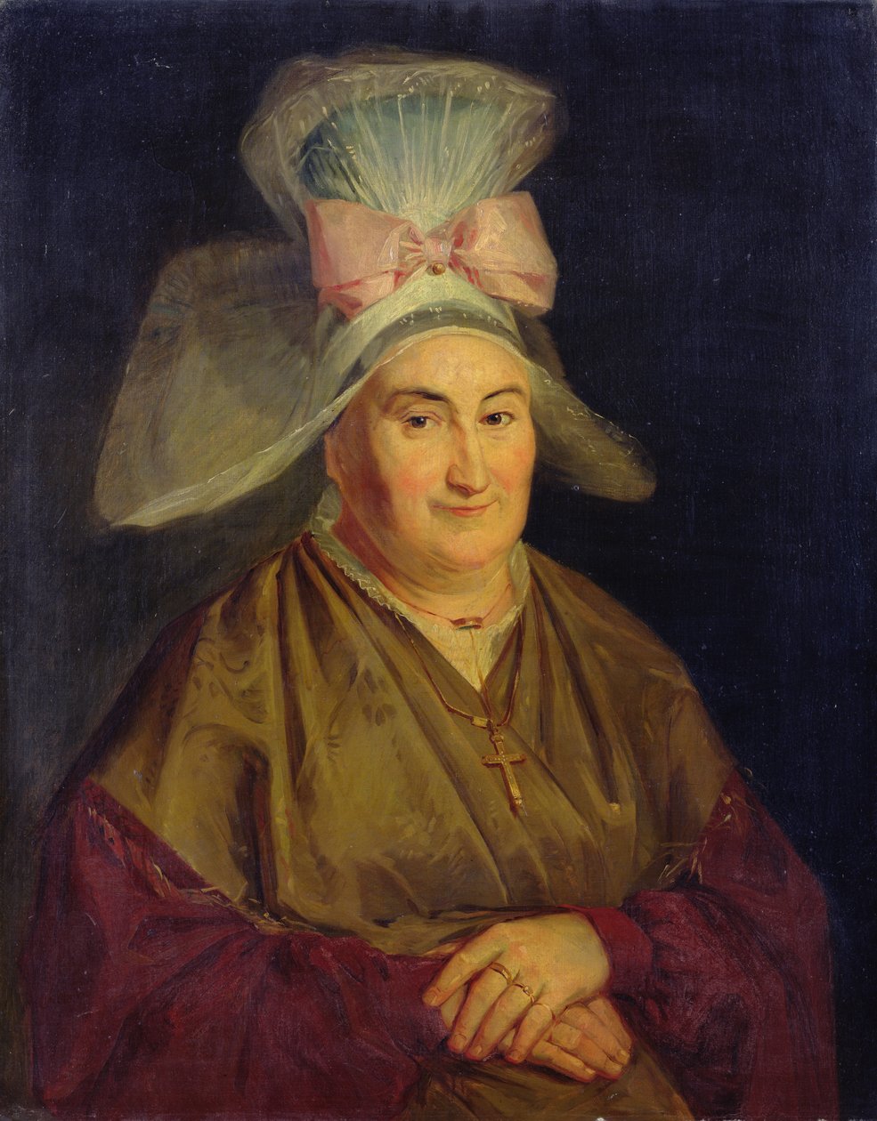 Ritratto di una donna con un cappello della Normandia da French School