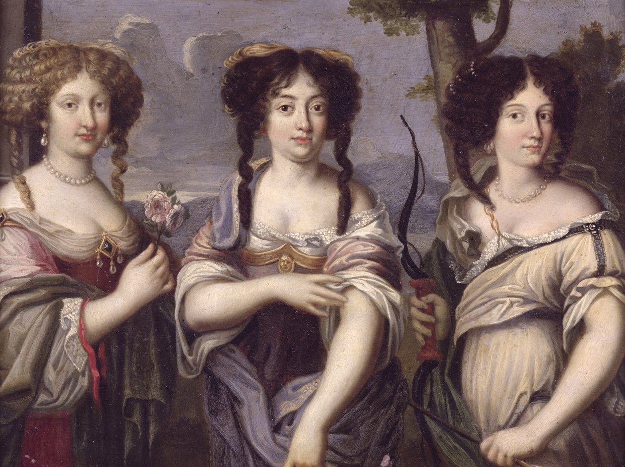 Ritratto di tre delle nipoti del cardinale Mazzarino ritratte come dee, Venere, Giunone e Diana da French School