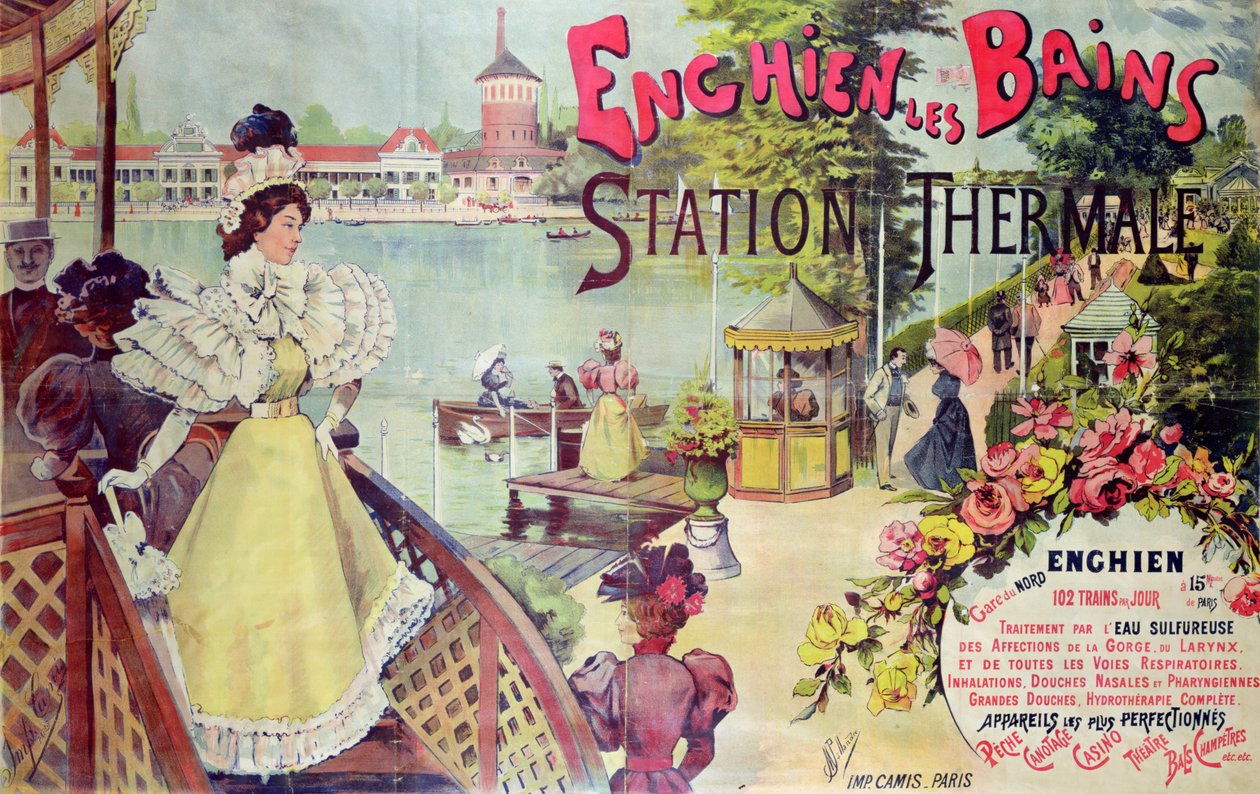 Poster pubblicitario della località termale di Enghien-les-Bains, Francia, fine XIX secolo da French School