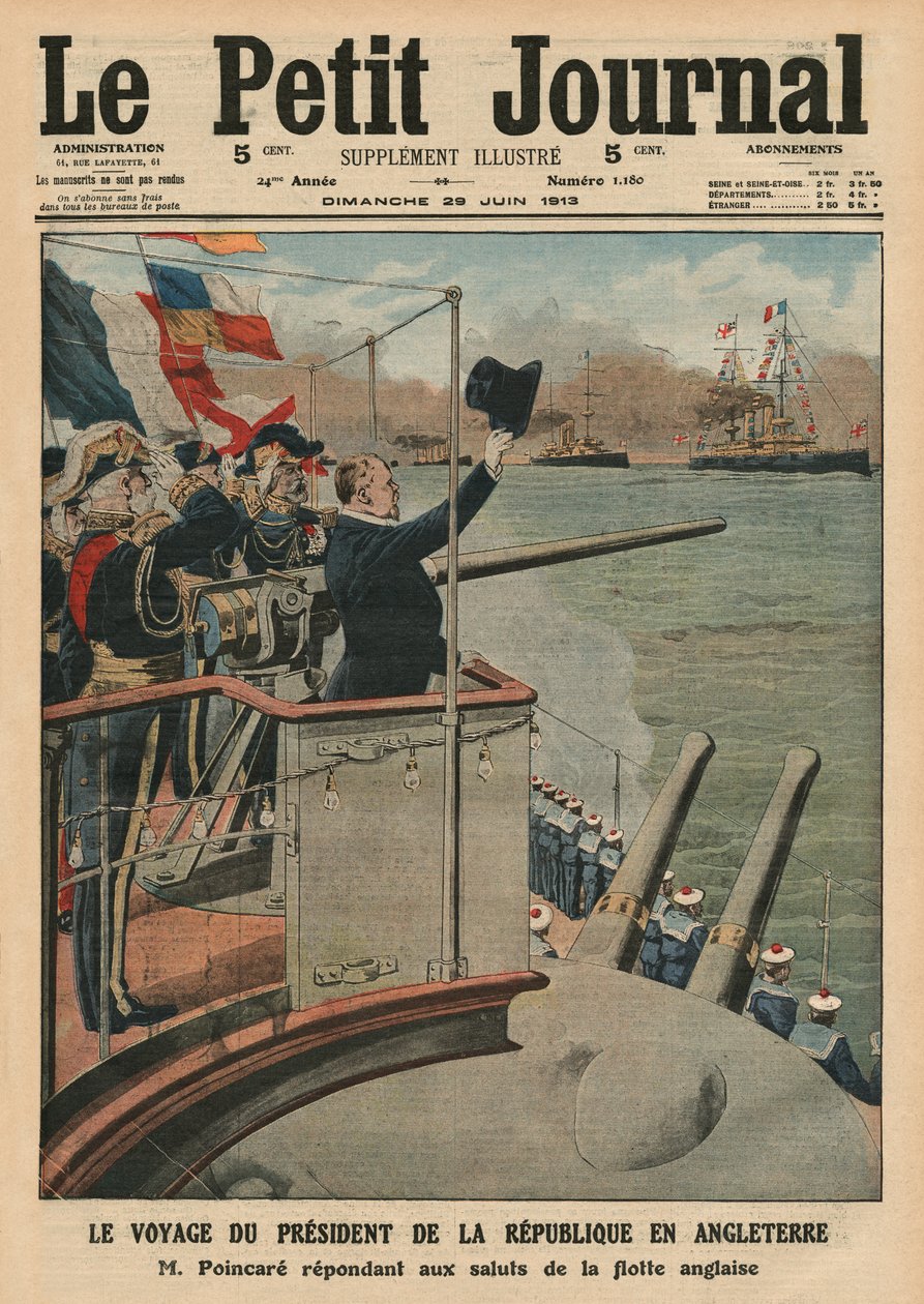 Viaggio presidenziale di Raymond Poincare in Inghilterra, illustrazione di copertina da 