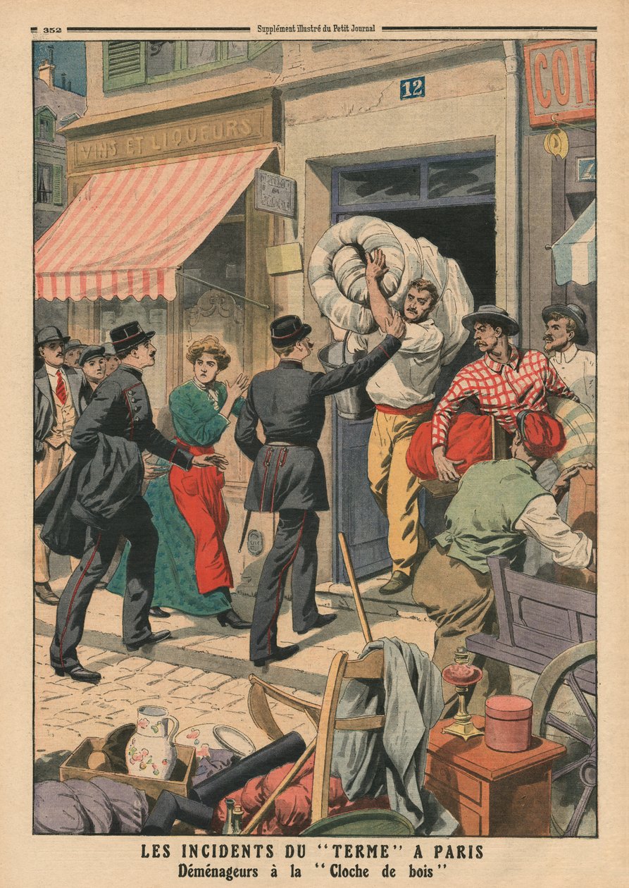 Problemi di termine a Parigi, traslocatori clandestini, illustrazione da 