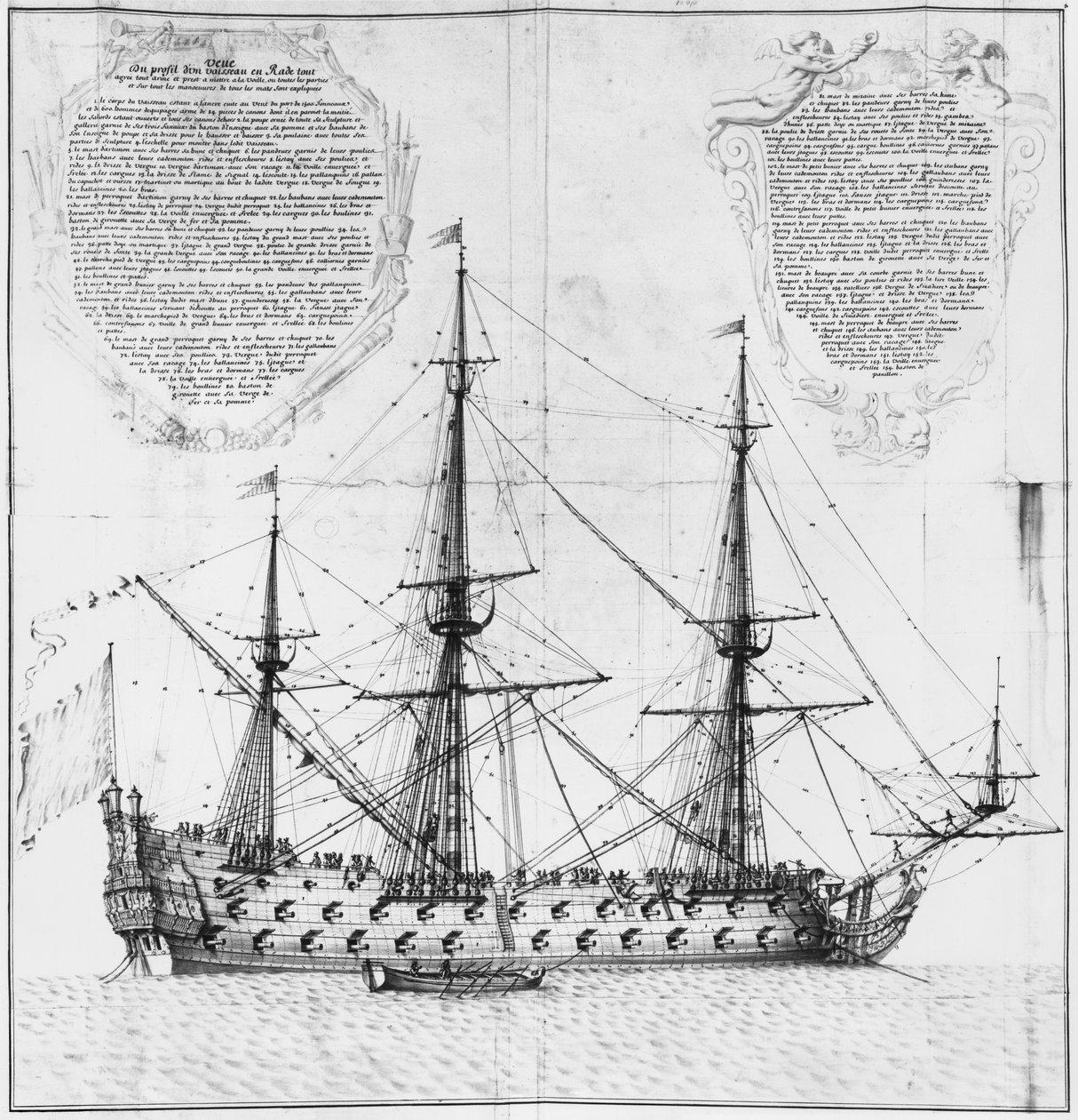 Profilo di una nave in porto, illustrazione dall