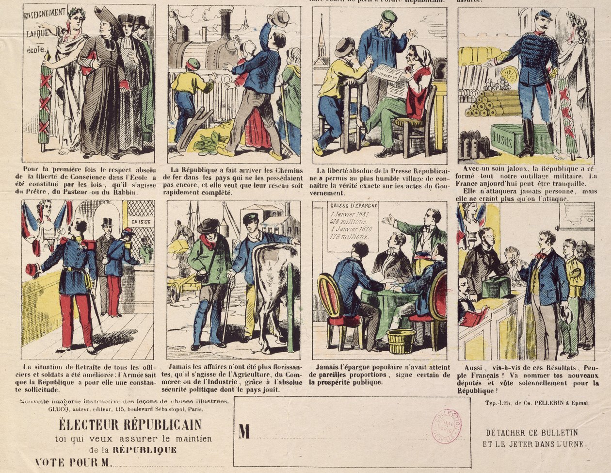 Propaganda repubblicana a sostegno della fondazione della Terza Repubblica, c.1881 da French School