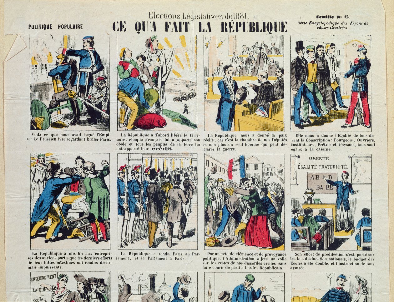 Propaganda repubblicana a sostegno della fondazione della Terza Repubblica, c.1881 da French School