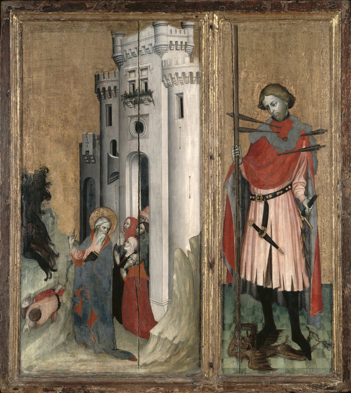 San Andrea che scaccia i demoni dalla città di Nicea e San Sebastiano, pannello destro dell